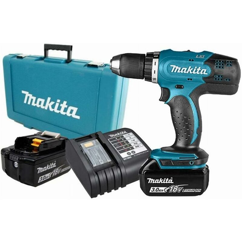 foto del prodotto makita trapano avvitatore 18v 3.0ah 2 batterie, caricabatteria valigetta ddf453sfe