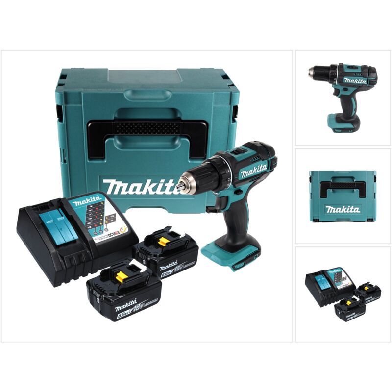 foto del prodotto makita trapano avvitatore a batteria ddf 482 rgj 62nm 18v 2 batterie da 6,0ah caricabatterie valigetta makpac