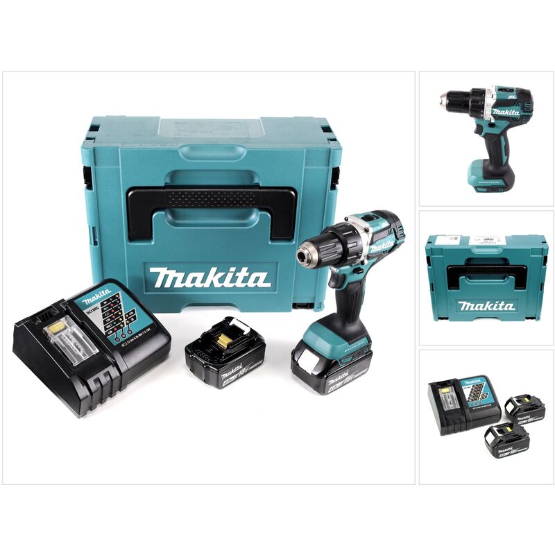 foto del prodotto makita trapano avvitatore a batteria ddf 484 rmj 18 v senza spazzole 54 nm in makpac con 2 batterie da 4,0 ah e caricabatterie