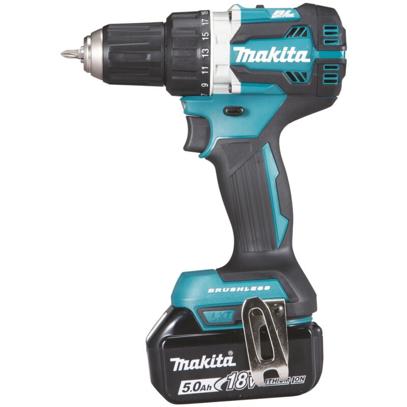 foto del prodotto makita trapano avvitatore a batteria ddf484rte, 18 v, 2x 5,0 ah e caricabatterie nella valigetta di trasporto