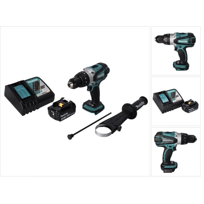 foto del prodotto makita trapano avvitatore a percussione a batteria dhp 458 rf1 18 v 91 nm 1x batteria 3,0 ah caricabatterie