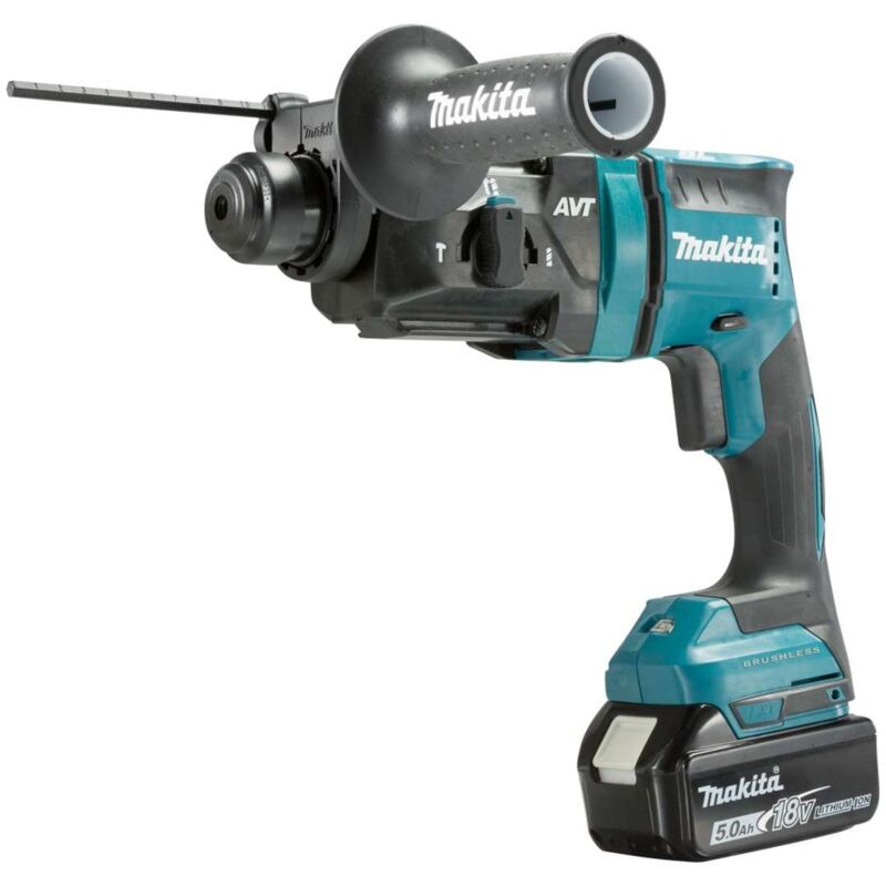 foto del prodotto makita utensili tassellatore a batteria 18 v, 2x batterie 5,0 ah, caricabatterie dhr182rtj