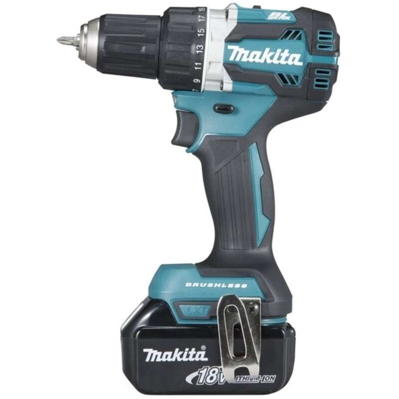 foto del prodotto makita utensili trapano avvitatore a batteria da 18 v, 1 batteria 5,0 ah li ion, senza caricabatterie ddf484t1j