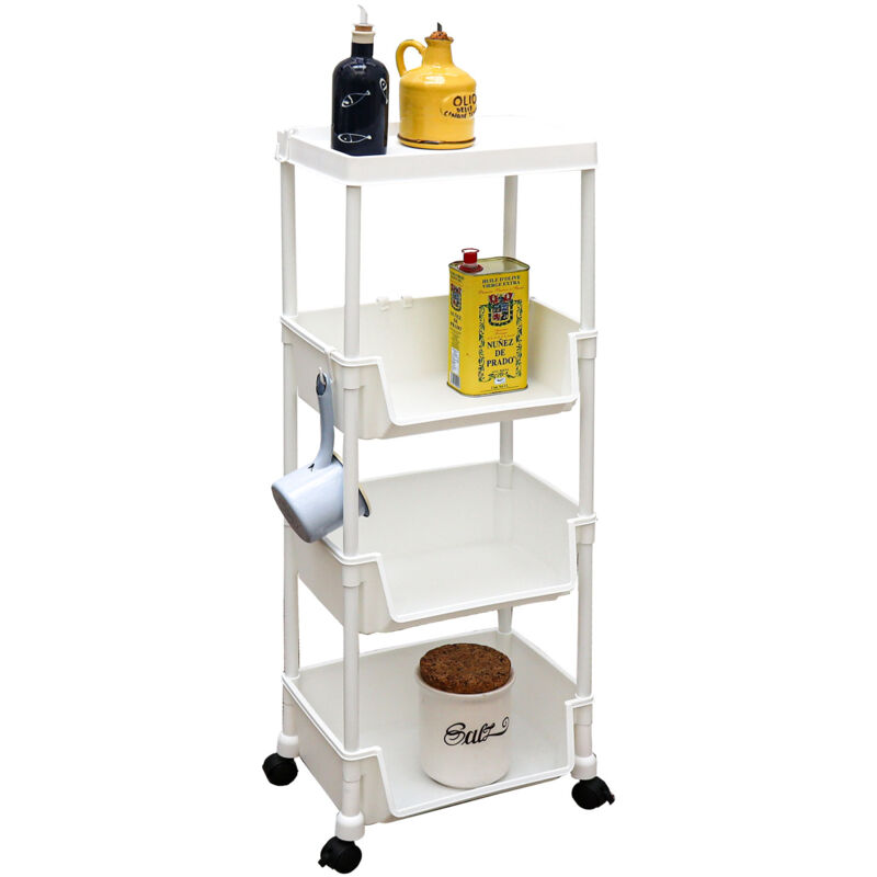 foto del prodotto maklik carrellino con ruote portaoggetti 35x24x100 carrello cucina scaffale salvaspazio