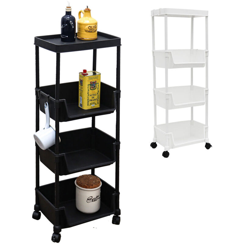 foto del prodotto maklik set di 2 carrellini con ruote portaoggetti 35x24x100 carrello cucina salvaspazio