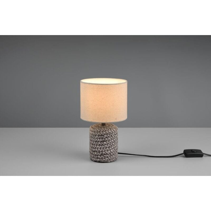 foto del prodotto mala lampada da tavolo ceramica marrone paralume beige h.26cm