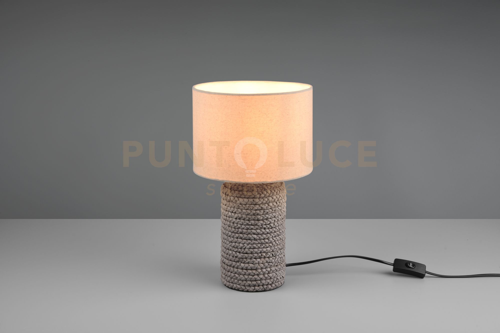 foto del prodotto mala lampada da tavolo ceramica marrone paralume beige h.38cm 1 luce attacco e27