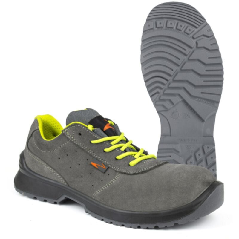 foto del prodotto malbek s1p src 610z scarpe da lavoro basse n. 44 estive antinfortunistica in pelle scamosciata grigio made in italy grigio giallo fluo 44 pezzol