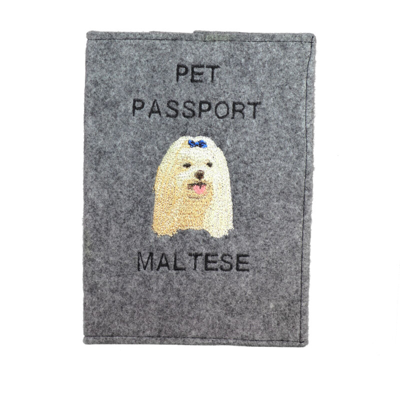 foto del prodotto maltese, bichon maltiase, maltese portapassaporto per cani, portadocumenti, regalo per viaggiatori di art dog