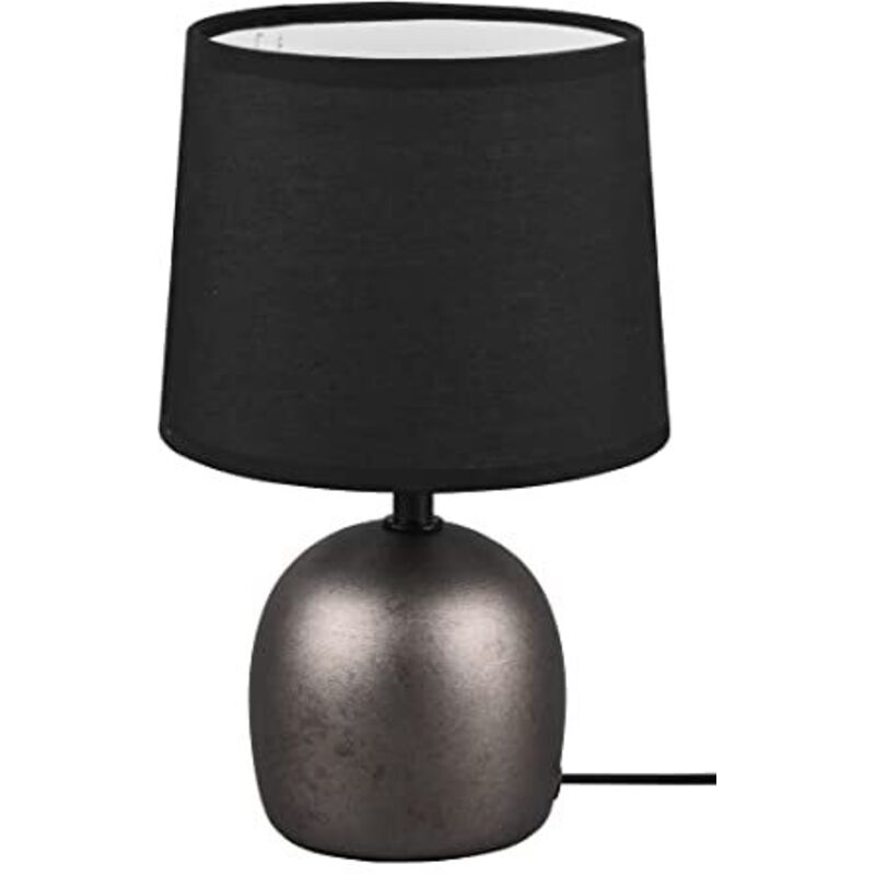 foto del prodotto malu lampada da tavolo in ceramica con paralume acciaio antico h. 26cm 1 luce attacco e14