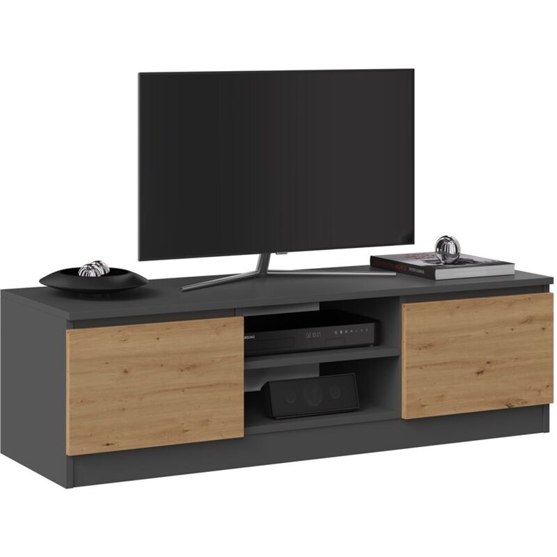 foto del prodotto malwa 120 tavolino tv antracite rovere artigianale