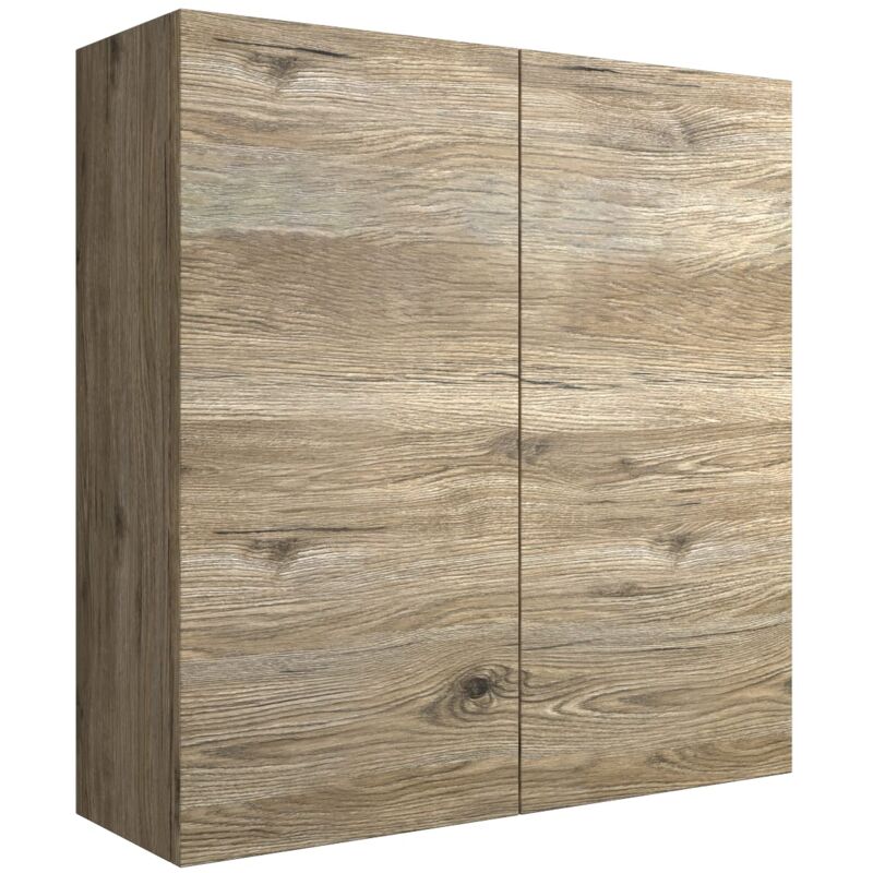 foto del prodotto mama store era pensile doppio in legno 2 ante e sistema di apertura push and pull, laminato, quercia naturale l. 68 x p. 22 x h. 71 cm