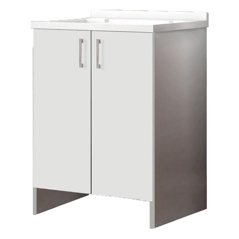 foto del prodotto mama store mobile lavatoio lavapanni kit da montare in metacrilato con asse in legno l.60 x p.50 ingegnerizzato plastica abs resina, bianco opaco,