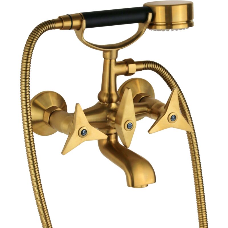 foto del prodotto mamoli miscelatore esterno per vasca colore ottone spazzolato con doccetta gio ponti 1030f214002g ottone spazzolato