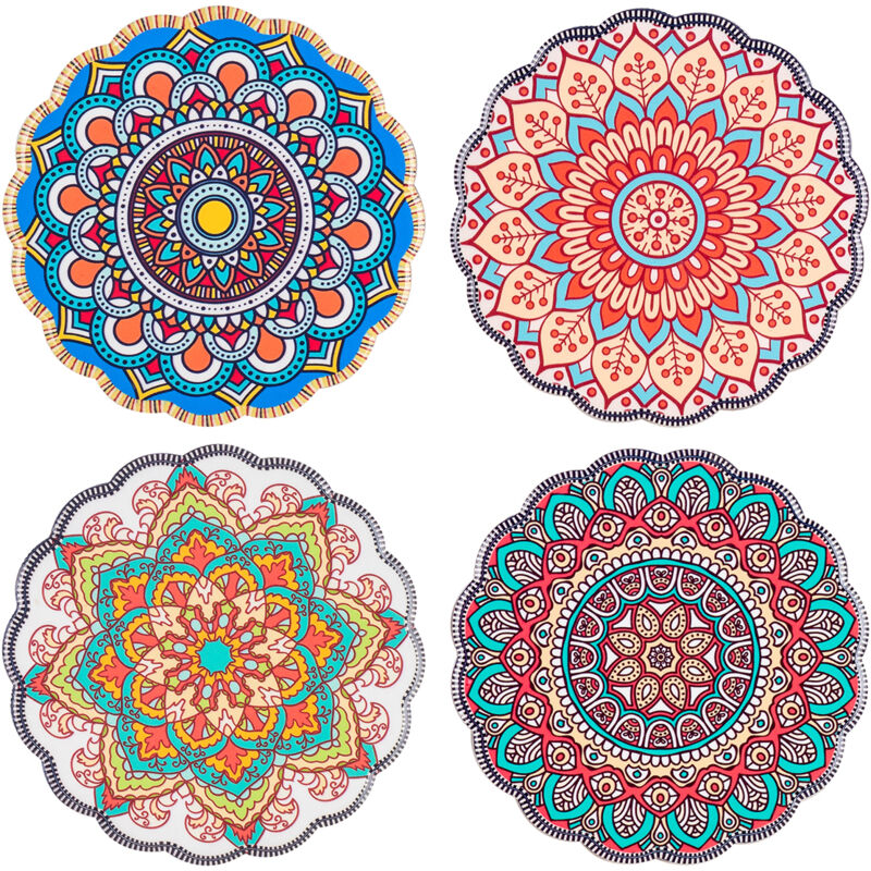 foto del prodotto mandala sottobicchieri 4u set di 4 sottobicchieri rotondi in ceramica grigia signes grimalt