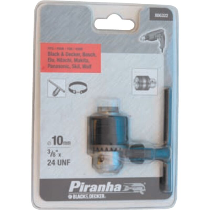 foto del prodotto mandrino con chiave in acciaio per trapano mm 10 f1 2x20 mm piranha x66320