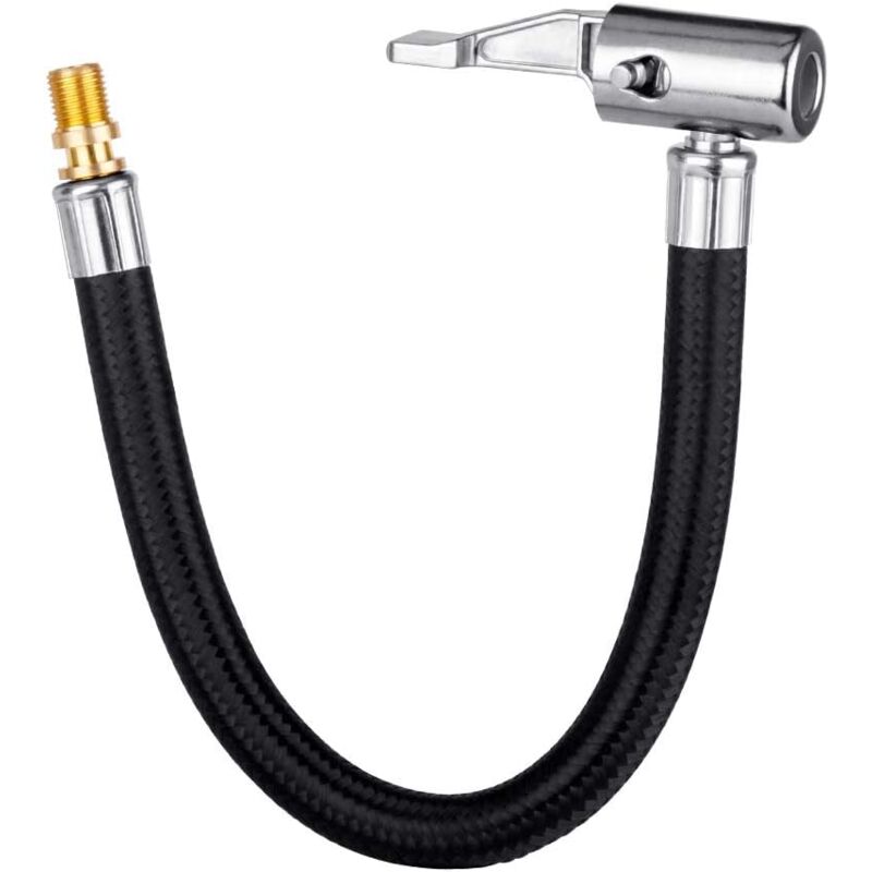foto del prodotto mandrino di bloccaggio per pneumatici con tubo in gomma e valvola standard per pneumatici, filettatura fine, adattatore per tubo flessibile della