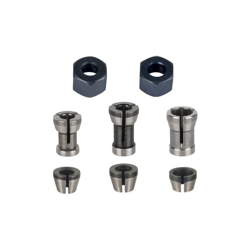 foto del prodotto mandrino per fresatrice confezione da 8, pinza per mandrino per macchina da rifilatura 6 mm, 6,35 mm, 8 mm , pinza per fresatrice, adattatori per