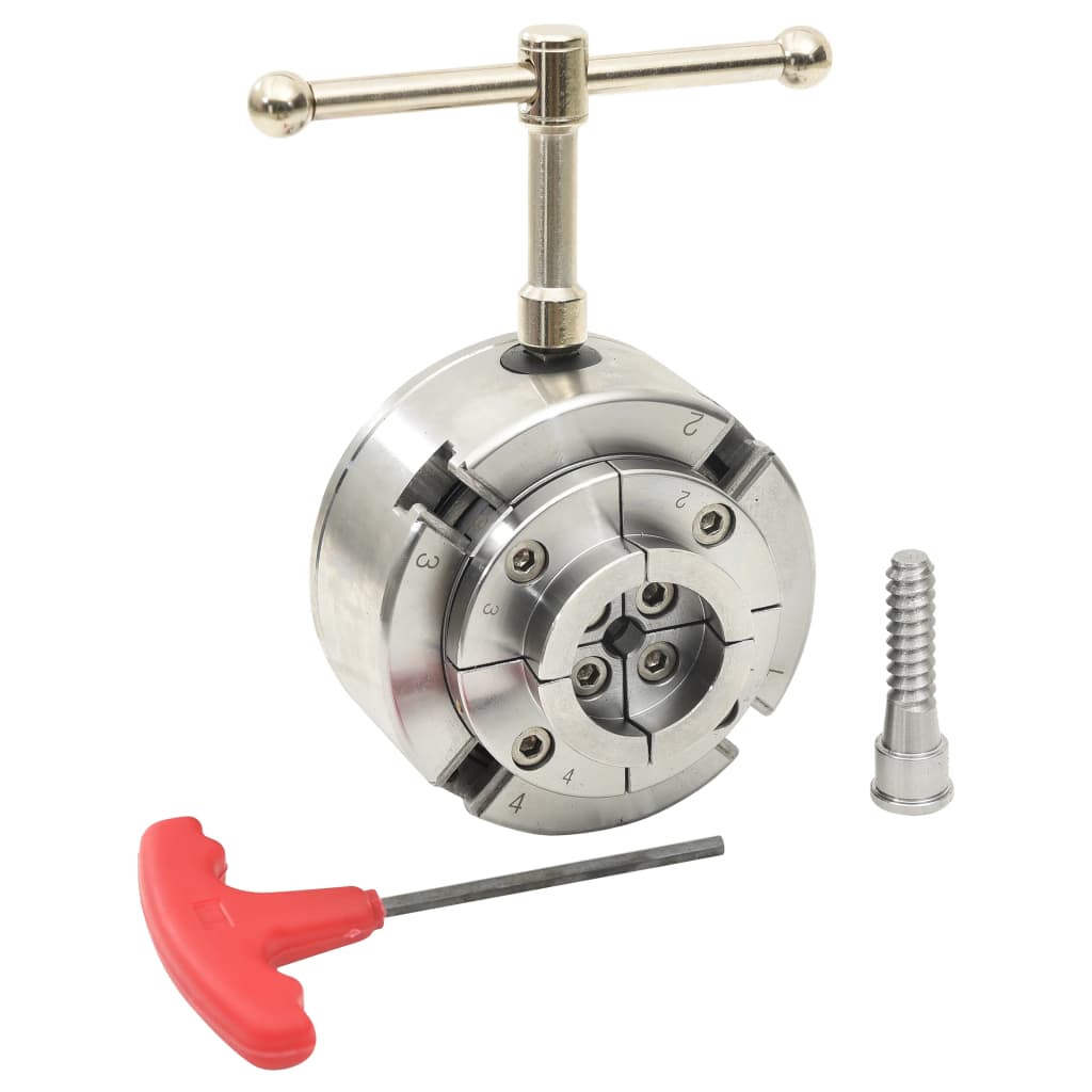 foto del prodotto mandrino per legno a 4 griffe m33 in acciaio argento 96 mm