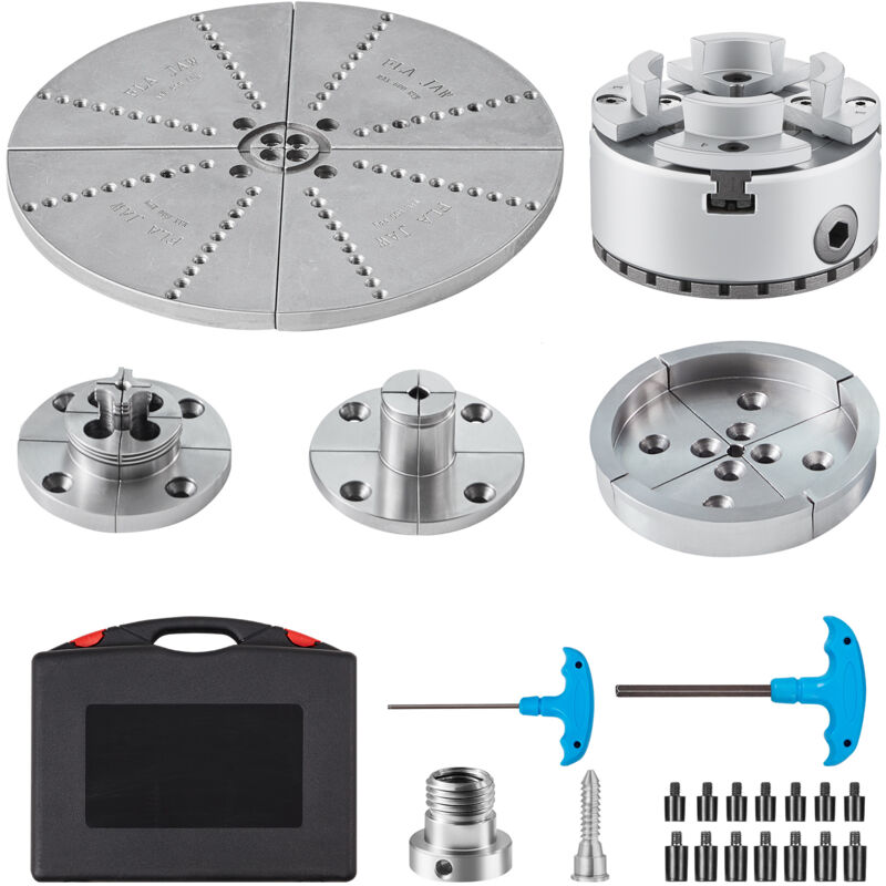 foto del prodotto mandrino per tornio a 4 griffe kp965, accessori per tornitura di metalli da 3,75 di diametro con 5 set di griffe mophorn