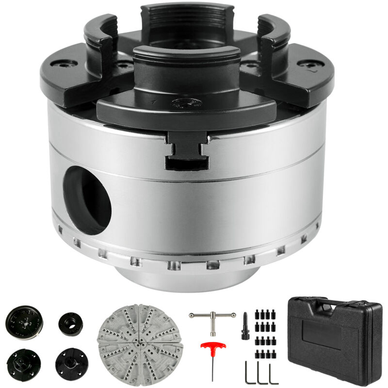 foto del prodotto mandrino per tornio per legno da 3,75 pollici set a 4 griffe con ingranaggio conico e accessori per tornitura del legno, mandrino per tornio nova,