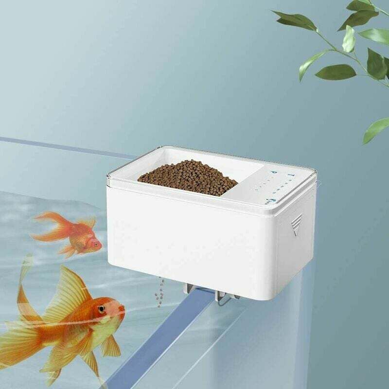 foto del prodotto mangiatoia automatica per pesci con timer digitale intelligente. alimentatore automatico da 70 ml, a batteria, ideale per acquari e laghetti per
