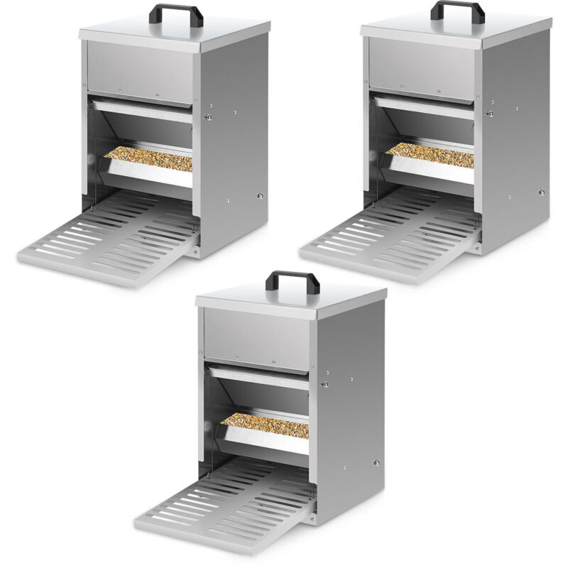 foto del prodotto mangiatoia automatica per polli mangiatoia da 5kg con pedale, portello e coperchio impermeabile, per polli, anatre e tacchini 42x41x25 cm swanew