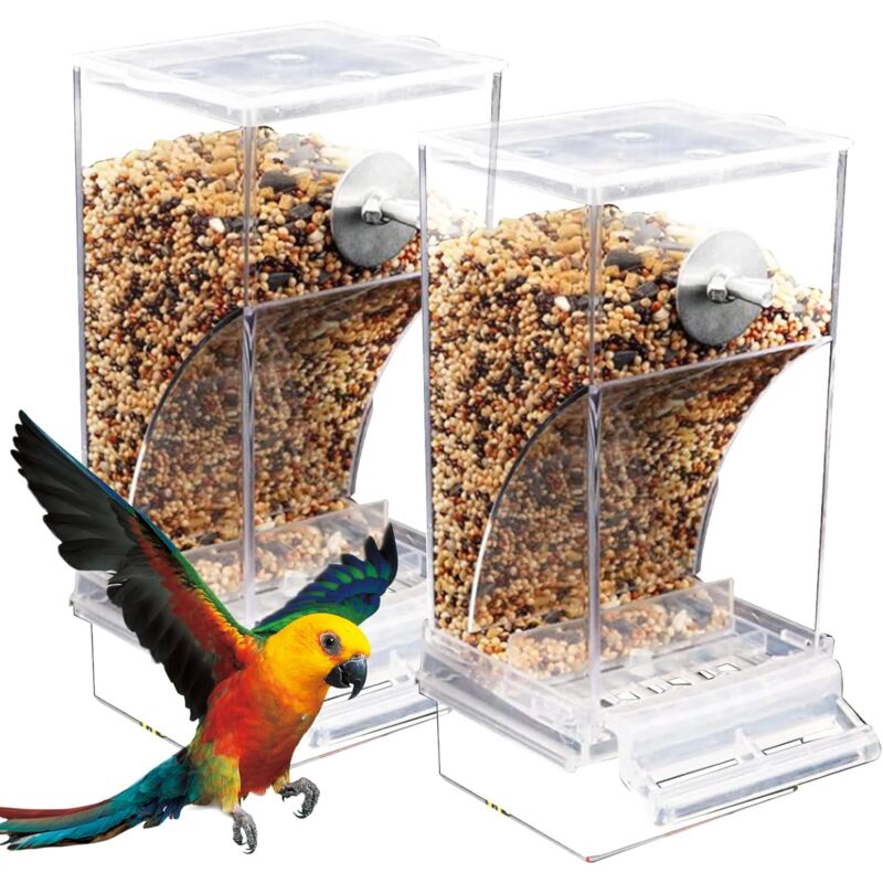 foto del prodotto mangiatoia automatica per uccelli, mangiatoia per uccelli in plastica acrilica di grande capacit , abbeveratoio automatico per pappagalli, accessori