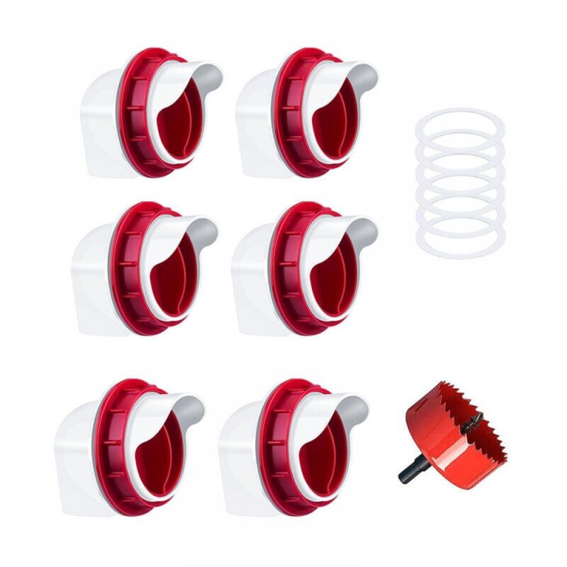 foto del prodotto mangiatoia per polli a 6 porte, mangiatoia automatica per polli, kit fai da te per mangiatoia per pollame a gravit per secchi e bidoni