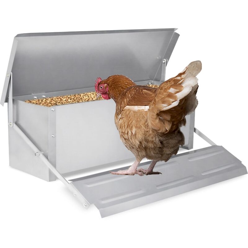 foto del prodotto mangiatoia per polli mangiatoia automatica per polli capacit 10 kg mangiatoia per polli in lega di alluminio con mangiatoia per pollame a pedale