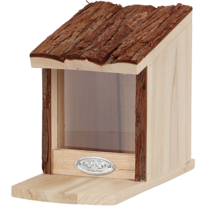 foto del prodotto mangiatoia per scoiattoli con tetto in legno h17.8cm