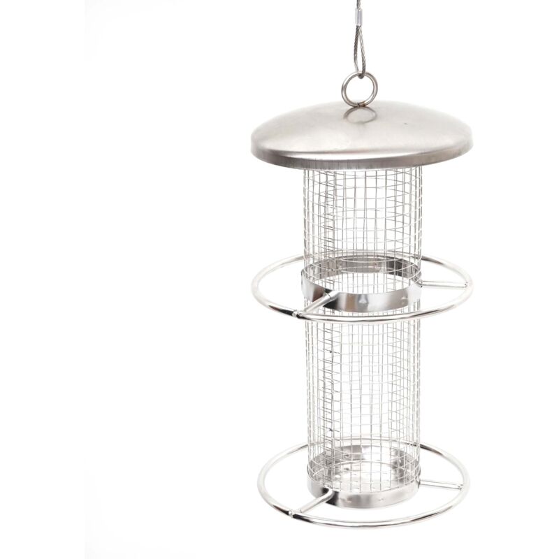 foto del prodotto mangiatoia per uccelli a colonna hhg 204 acciaio inox 27cm