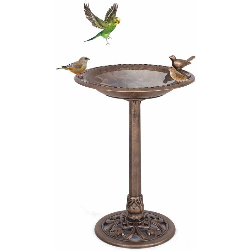 foto del prodotto mangiatoia per uccelli abbeveratoio uccelli con figurina di uccello ciotola vasca per uccelli da giardino di altezza 76cm goplus