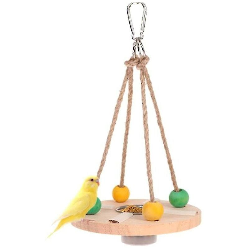 foto del prodotto mangiatoia per uccelli con mangiatoia per pappagalli sospesa con piattaforma in legno