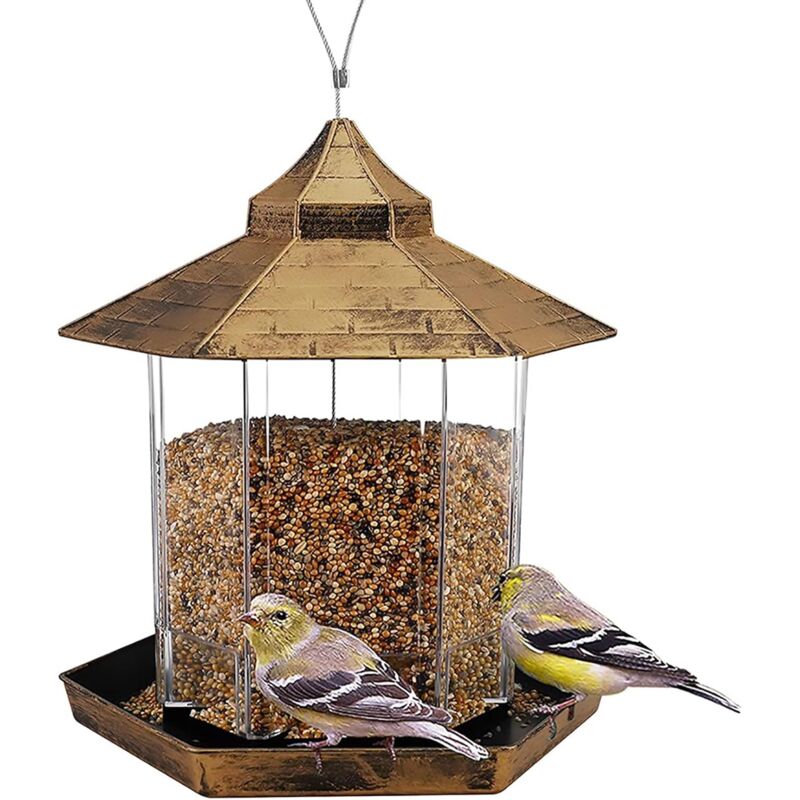 foto del prodotto mangiatoia per uccelli selvatici appesa gazebo mangiatoia per uccelli decorazione per esterni perfetta per attirare gli uccelli nel cortile del