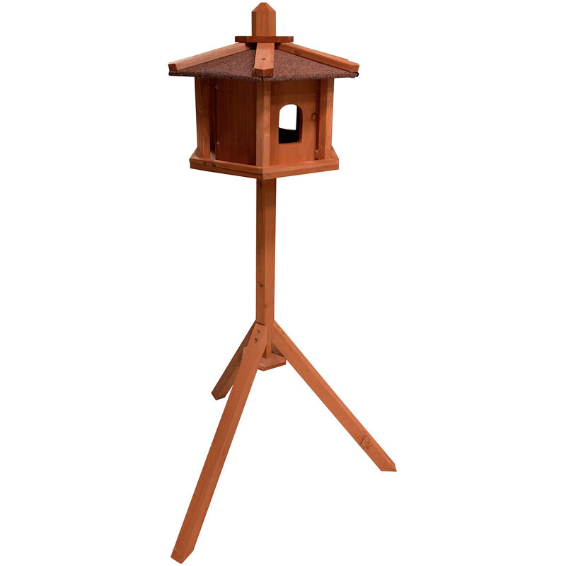 foto del prodotto mangiatoia per uccelli selvatici con supporto in legno di abete 110cm resistente con finestre toboli