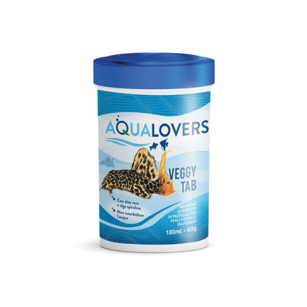 foto del prodotto mangime completo in pastiglie per pesci fitofagi da fondo veggy tab aqualovers 60 gr 1 ordine scegli lo sconto bzr5 bzr20 200 punti fedelt 