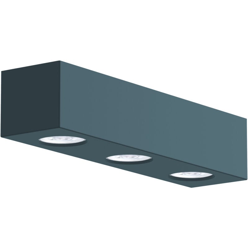 foto del prodotto manhattan l plafoniera, 3x gu10, max 33w, metallo, blu mediterraneo, 30x10cm lumicom