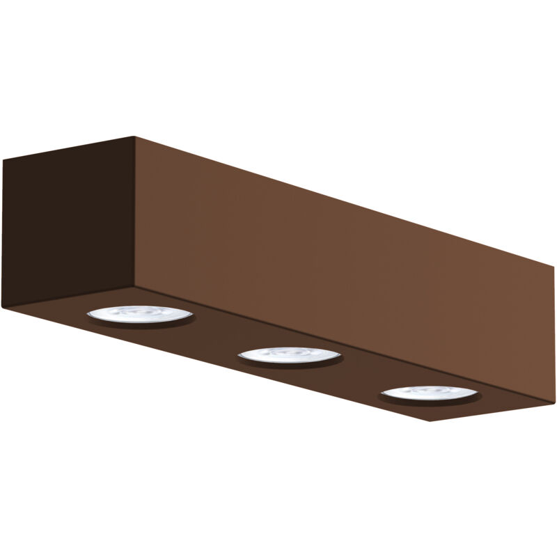 foto del prodotto manhattan l plafoniera, 3x gu10, max 33w, metallo, corten, 30x10cm lumicom