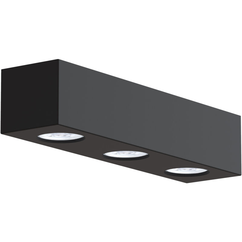 foto del prodotto manhattan l plafoniera, 3x gu10, max 33w, metallo, nero opaco, 30x10cm lumicom