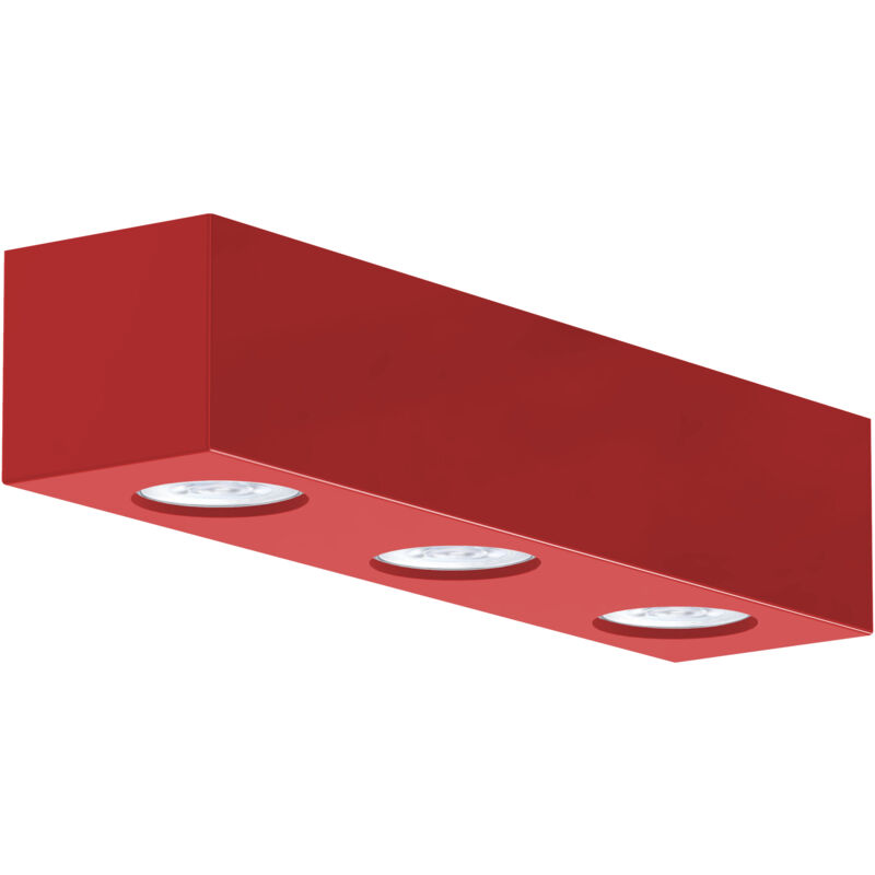 foto del prodotto manhattan l plafoniera, 3x gu10, max 33w, metallo, rosso lucido, 30x10cm - lumicom