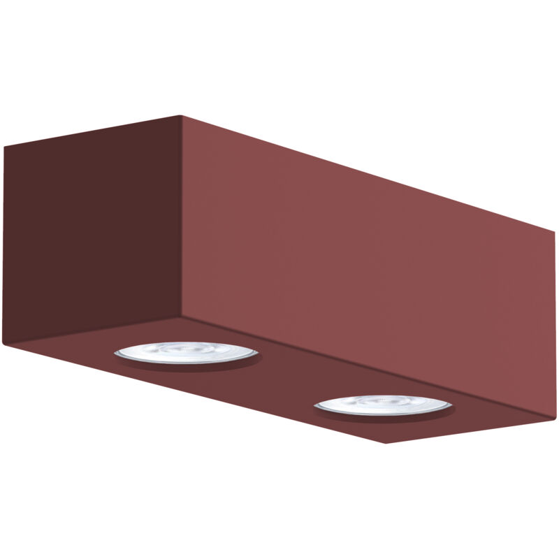 foto del prodotto manhattan m plafoniera, 2x gu10, max 33w, metallo, rosso cowhide, 25x10cm lumicom