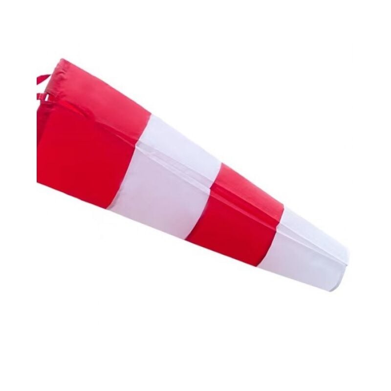 foto del prodotto manica a vento per esterni, indicatore di direzione del vento in rosso e bianco, sospensione e rotazione di 150 cm, resistente agli agenti