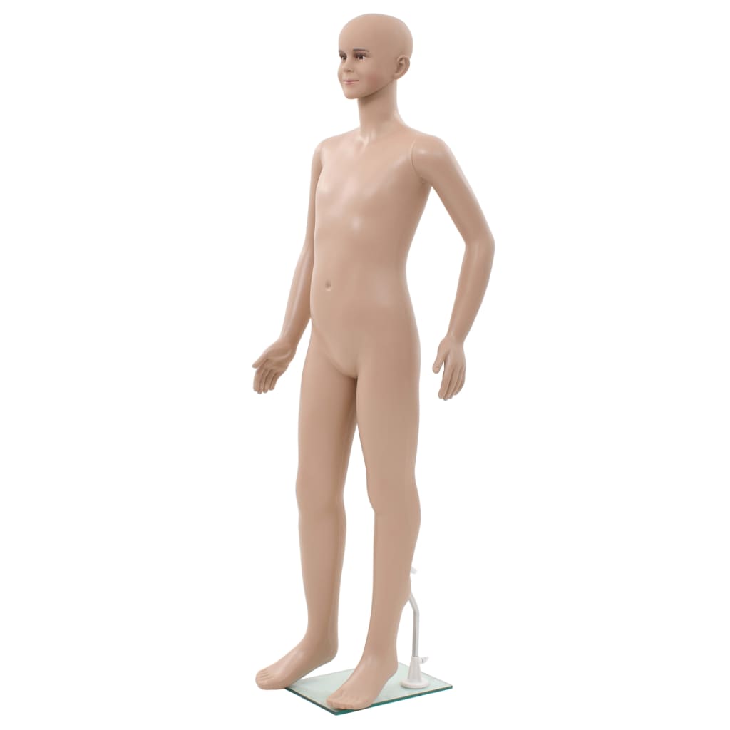 foto del prodotto manichino bambino figura intera base in vetro 140 cm beige
