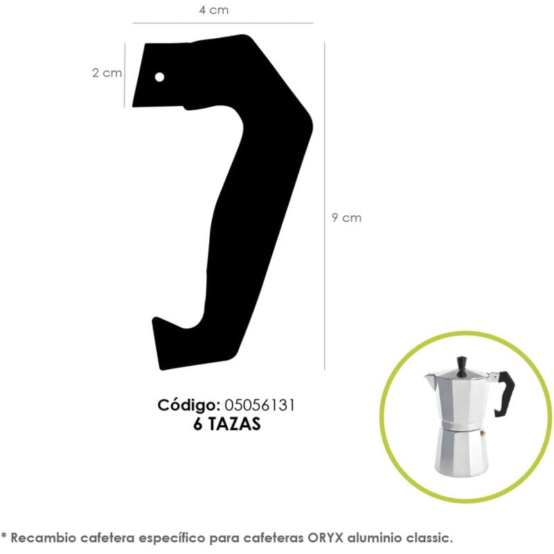 foto del prodotto manico per caffettiera classica da 6 tazze in alluminio