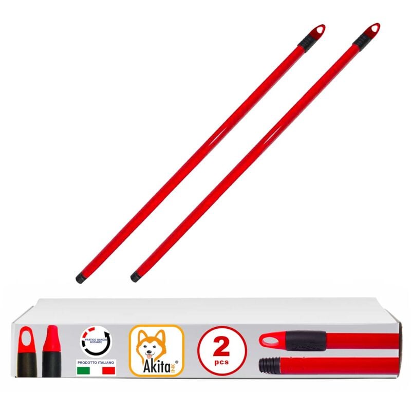foto del prodotto manico scopa professionale universale in metallo plastificato 130cm robusto 2 pz