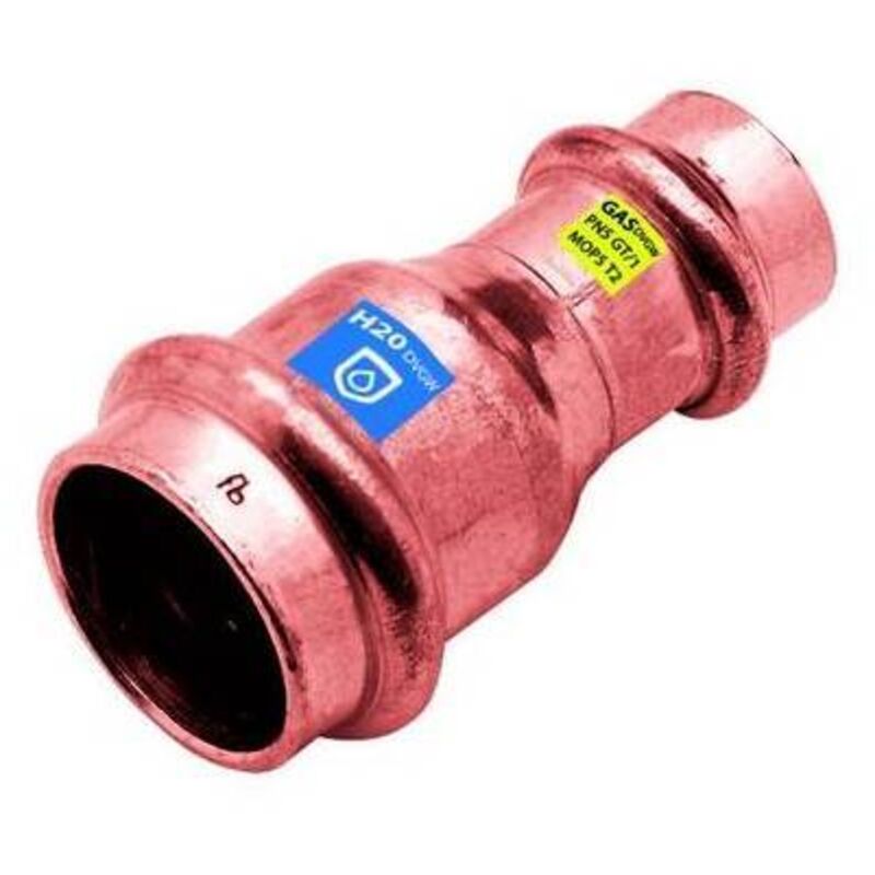 foto del prodotto manicotto di riduzione ff in rame a pressare acqua gas misura diam. 22 x 18
