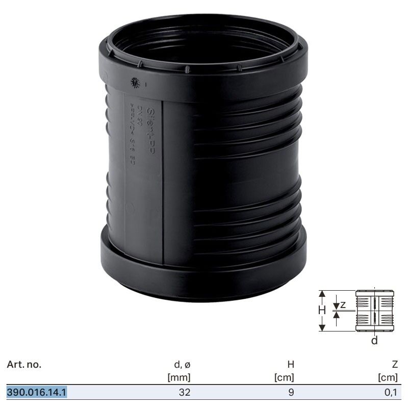 foto del prodotto manicotto doppio bicchiere geberit silent pp 32 mm 390.016.14.1