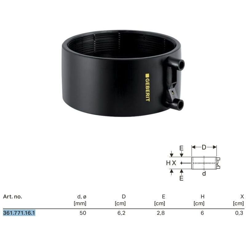 foto del prodotto manicotto termoelettrico geberit 50 mm 361.771.16.1