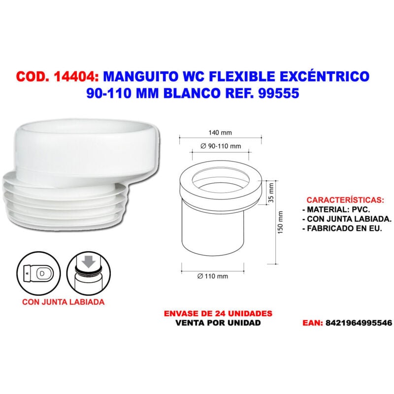 foto del prodotto manicotto wc flessibile eccentrico 90-110 mm bianco rif. 99955